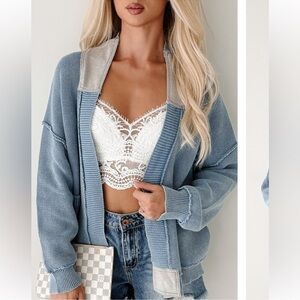 NWT POL REST IS RITUAL MINERAL WASH CARDIGAN OVERSIZED BOHO SWEATER SMALL